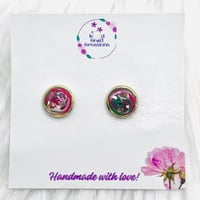 Image 3 of RED & GREEN SWIRL STUDS