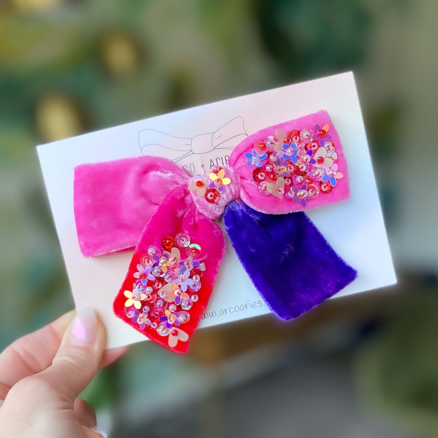 Image of Homemade Valentine embellished silk velvet pinwheels