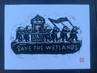 Original Linocut - Save the Wetlands