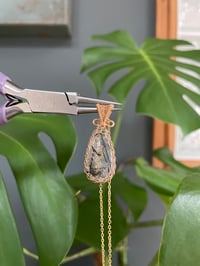 Image 5 of Gold Black Rutile Teardrop Crystal Necklace