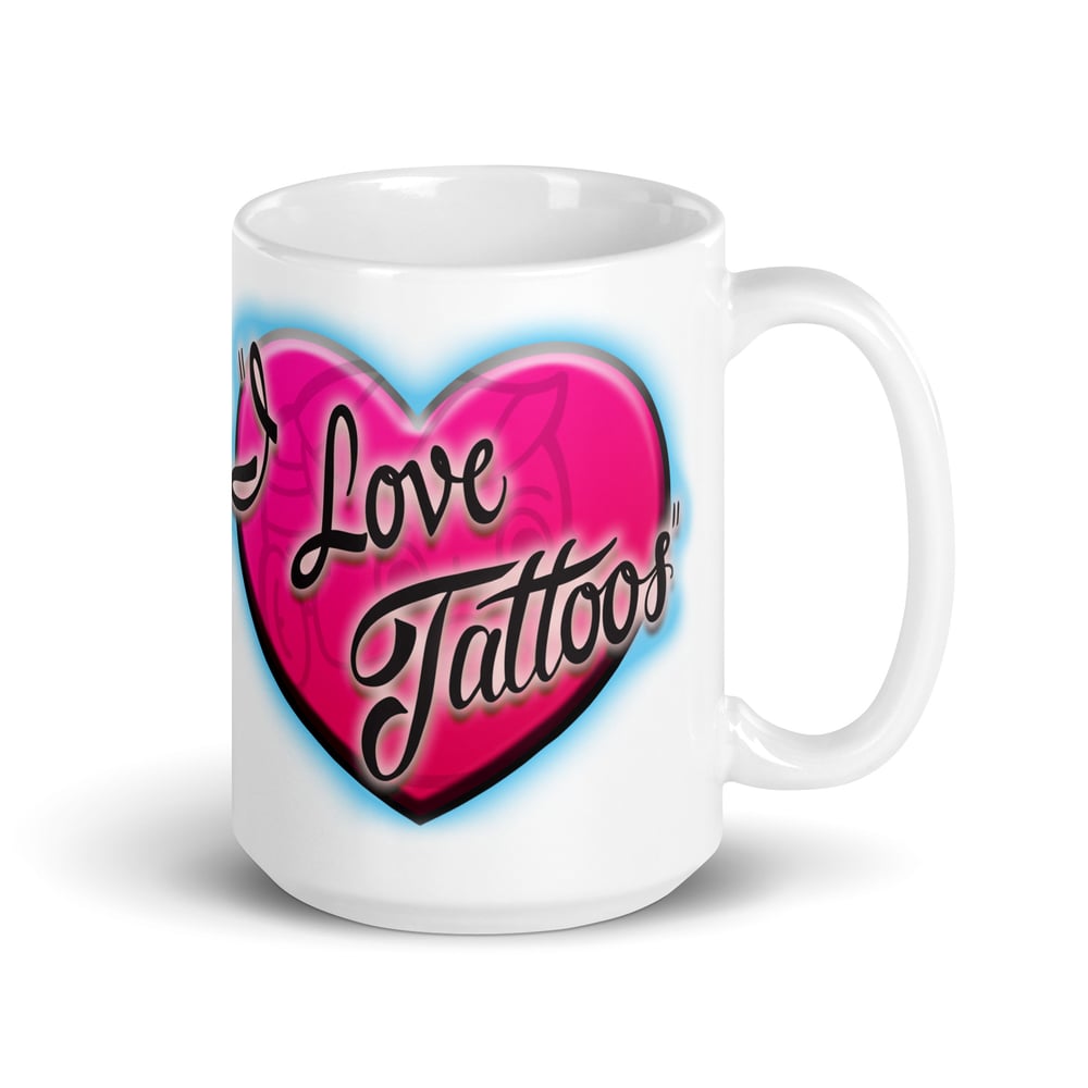 I Love Tattoos-White glossy mug