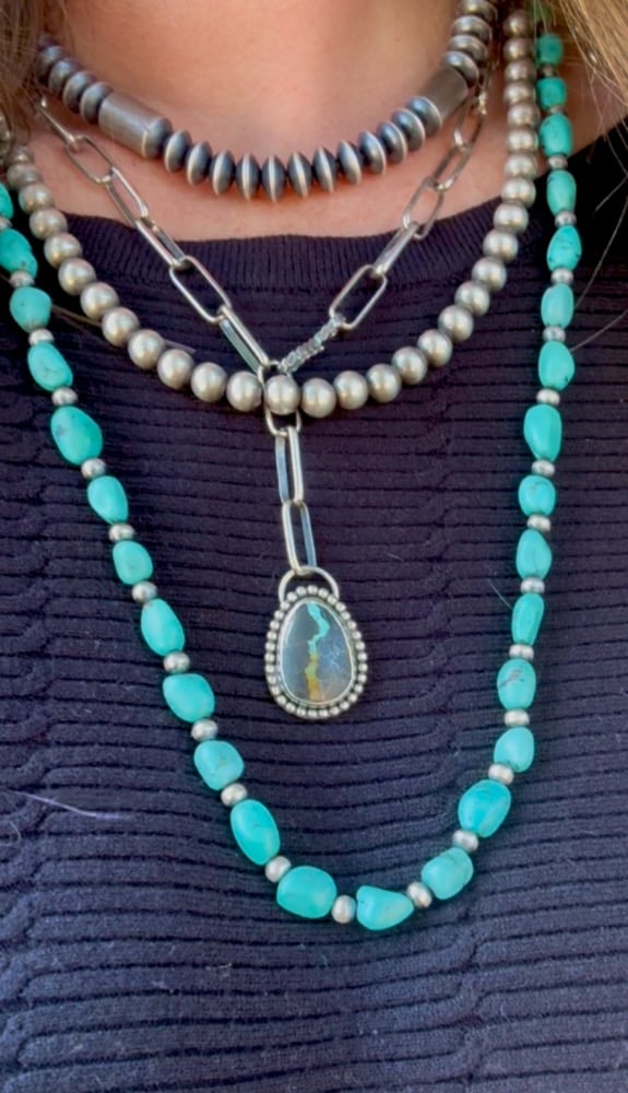 Image of Blackjack Adjustable lariat Necklace - chunky handmade paperclip chain 🩵