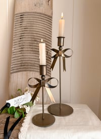 Image 1 of  Brass Bow Candlesticks ( Set or Singles )