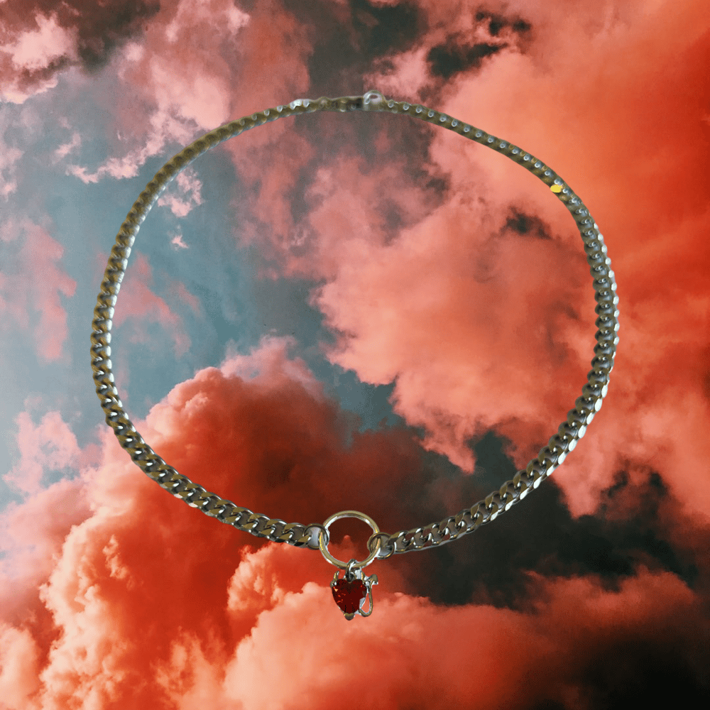 Image of -;- lil devil heart choker -;- (silver or gold)