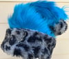 Bright Blue/Gray Leopard Santa Hat