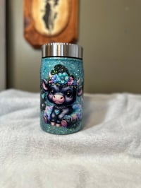 Image 1 of #9 17oz Teal Cow Print Mason Jar