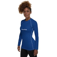Image 3 of Royal Blue and White BOSSFITTED Women's Long Sleeve Compression Shirt 