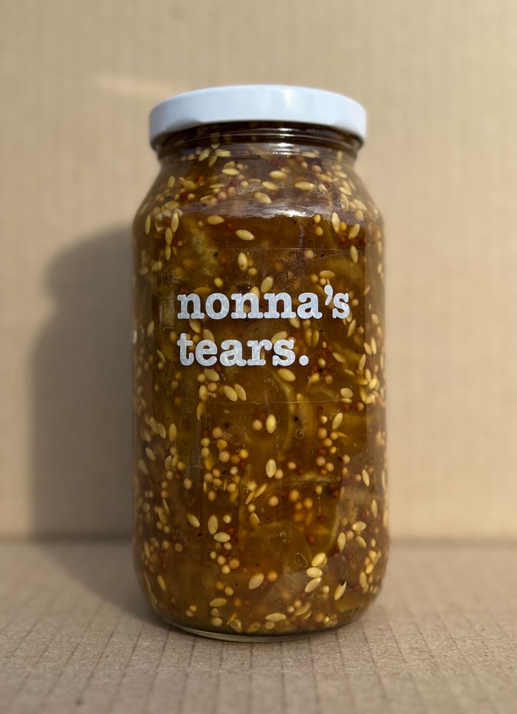 Image of bread and butter pickles with molasses & mustard. 500ml