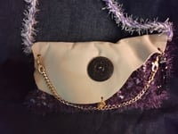 Image 1 of Handmade leather and crocheted shoulder bag 