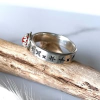 Image 3 of Handmade Sterling Silver Celestial Starry Carnelian Ring 925