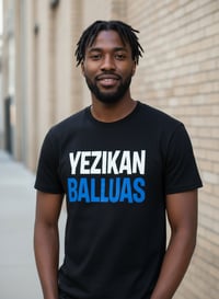 Image 1 of YB Men's White/Blue Burbank Bold Print Crew T-shirt