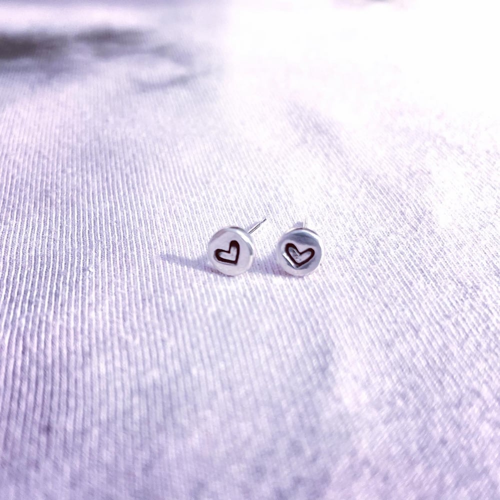 Handmade Sterling Silver Love Heart Stud Earrings