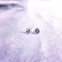 Image 2 of Handmade Sterling Silver Love Heart Stud Earrings 