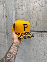 Image 1 of  GREEN BRIM BUMBLEBEE 🐝 YELLOW PITTSBURGH PIRATES CUSTOM FITTED CAP