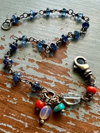 Image 2 of wire wrapped kyanite and gemstone bracelet