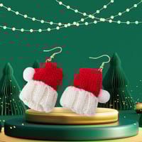 Image 2 of Christmas Knitted Hat Dangle Earrings