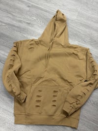 Coffee tanish destroyed hoodie 