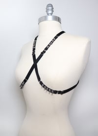 Image 2 of Multi-positions elastic mini harness with eyelets and piercings 