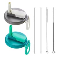 2-Piece Soda Can Lid With Straws + Cleaning Brush