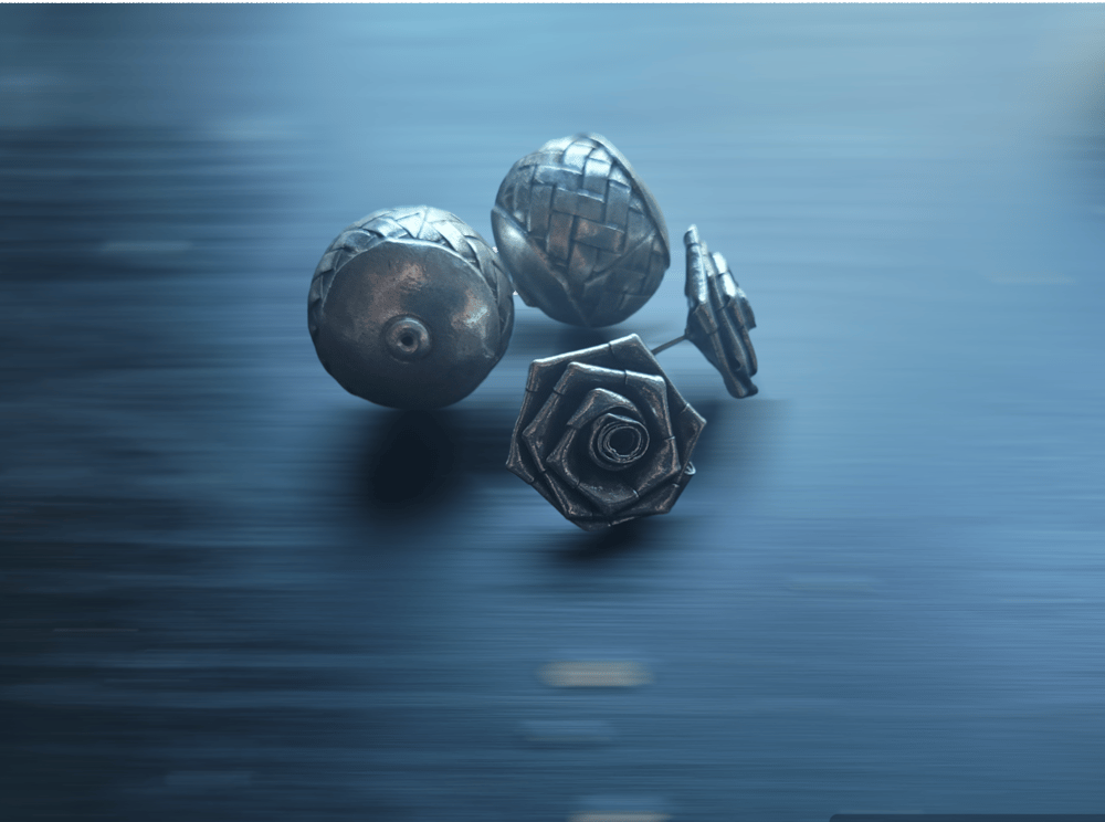 PH168 Woven Rose Stud Earrings