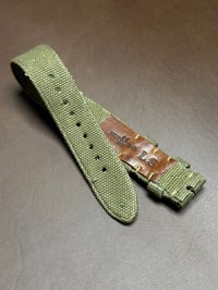 Image 3 of Tapered Hand-rolled single piece watch strap - Sanded Military Green