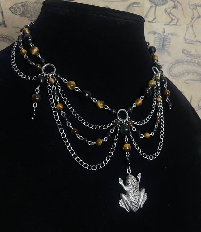 Tigers Eye Frog Necklace