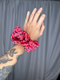 Image 1 of Wild Bats on Pink Scrunchie ready to ship 