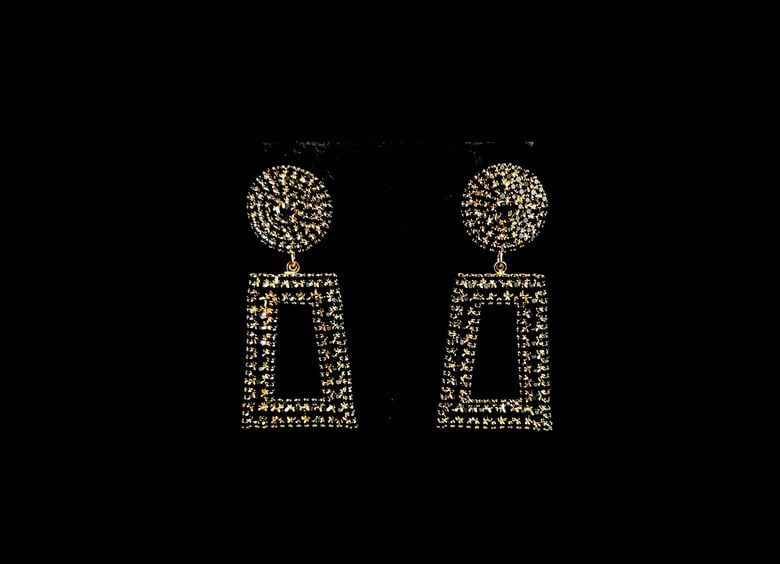 Image of Black & Gold Pierced Earrings 