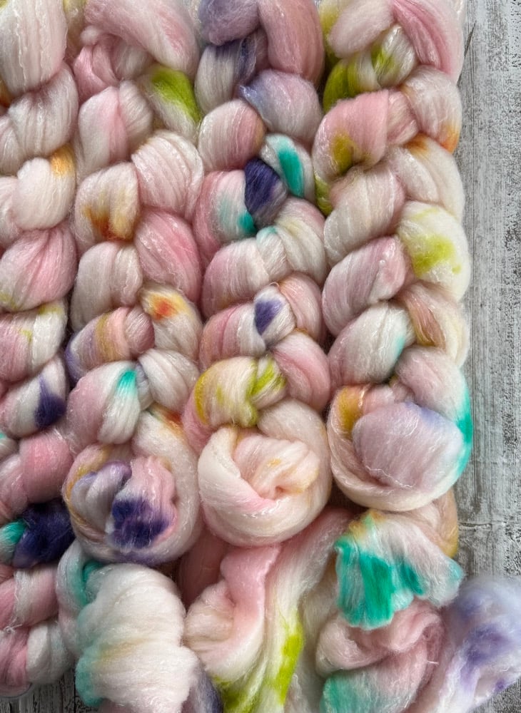 Buttercup on Silky Snuggle: 80% USA Rambouillet, 20% Tussah Silk