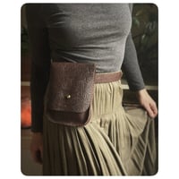 Image 1 of Embossed Dark Brown Leather Belt Bag