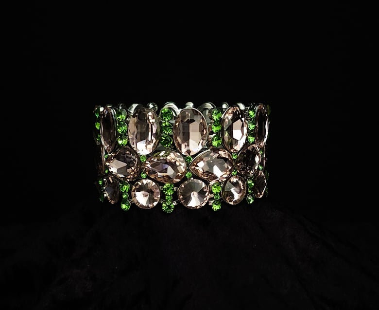 Image of Pink & Green Strech Rhinestone Bracelet 