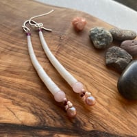 Image 1 of Large Dentalium with Rose Quartz & Fresh Water Pearls - Qunukamken Collection