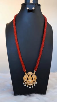 Image 1 of Geeta Long American Diamond Hydrocrystal (Laxmi Temple) Necklace Only
