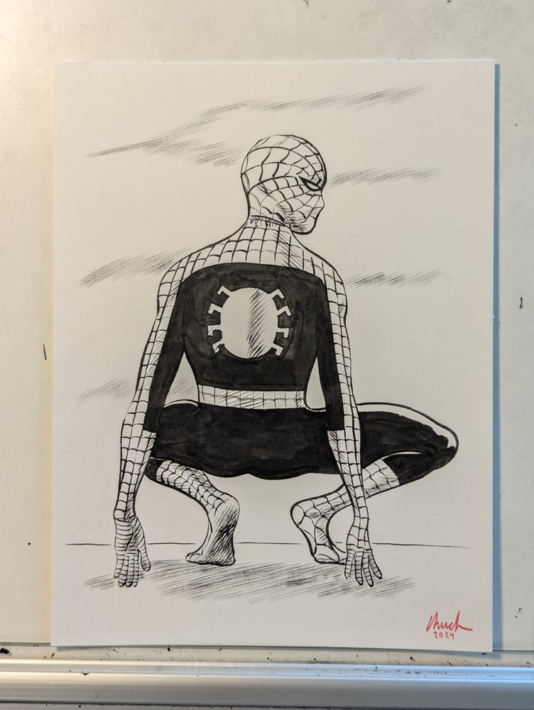 Image of Spider-Man cake ink and brush