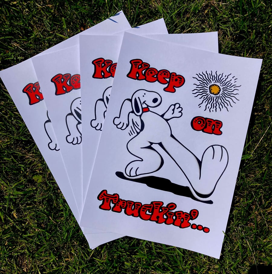 Image of SnoopyxCrumb Keep on Truckin’ A4 print.