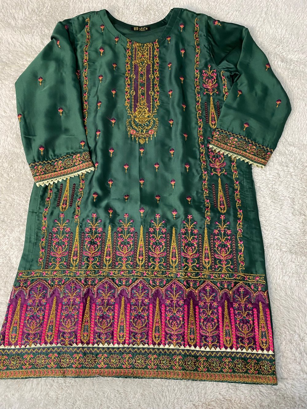 Silk Peacock Green Kurtie