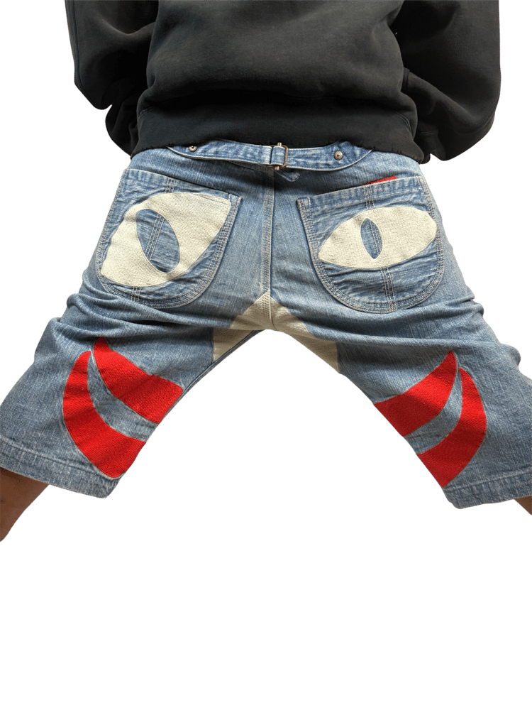 Image of Evisu Yamane Face Denim Shorts