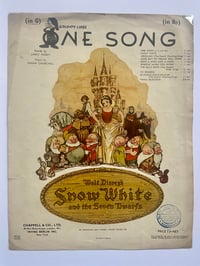 Image 2 of Snow White c1937, framed vintage sheet music of 'One Song'