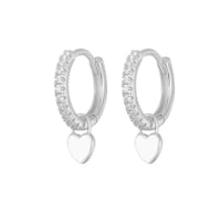 Rhinestone White Heart Earrings 