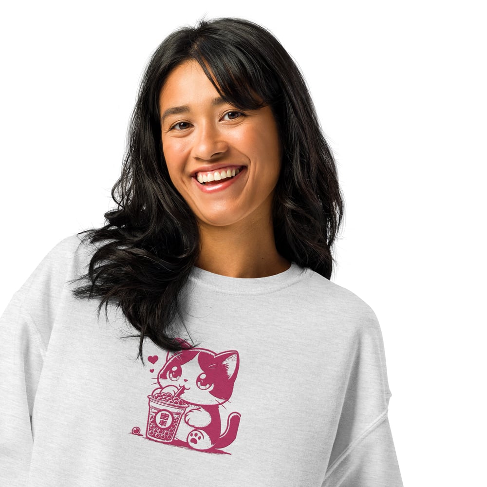 ZEN EXP - ANIME BOBA TEA CAT - Women’s Crew neck sweatshirt