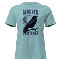 Image 6 of Women's Relaxed T-Shirt, Night Sentinel Raven & Moon Gothic Tee