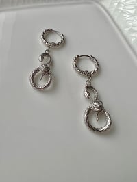 Image 1 of SNAKE ROSE MINI HOOP EARRINGS 