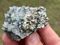 Image 3 of Cubic Pyrite & Fine Quartz Points Cluster Bulgaria Specimen #2613