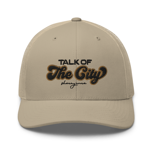 Image of “TALK OF THE CITY” Trucker Hat (BLACK/NUDE)