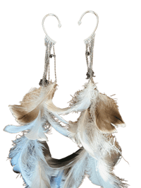Image 1 of Moonlit Feathers Cuff Earrings 
