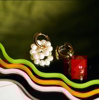 Image 1 of Jessica.P Multi Color Heart And Pearl Earring