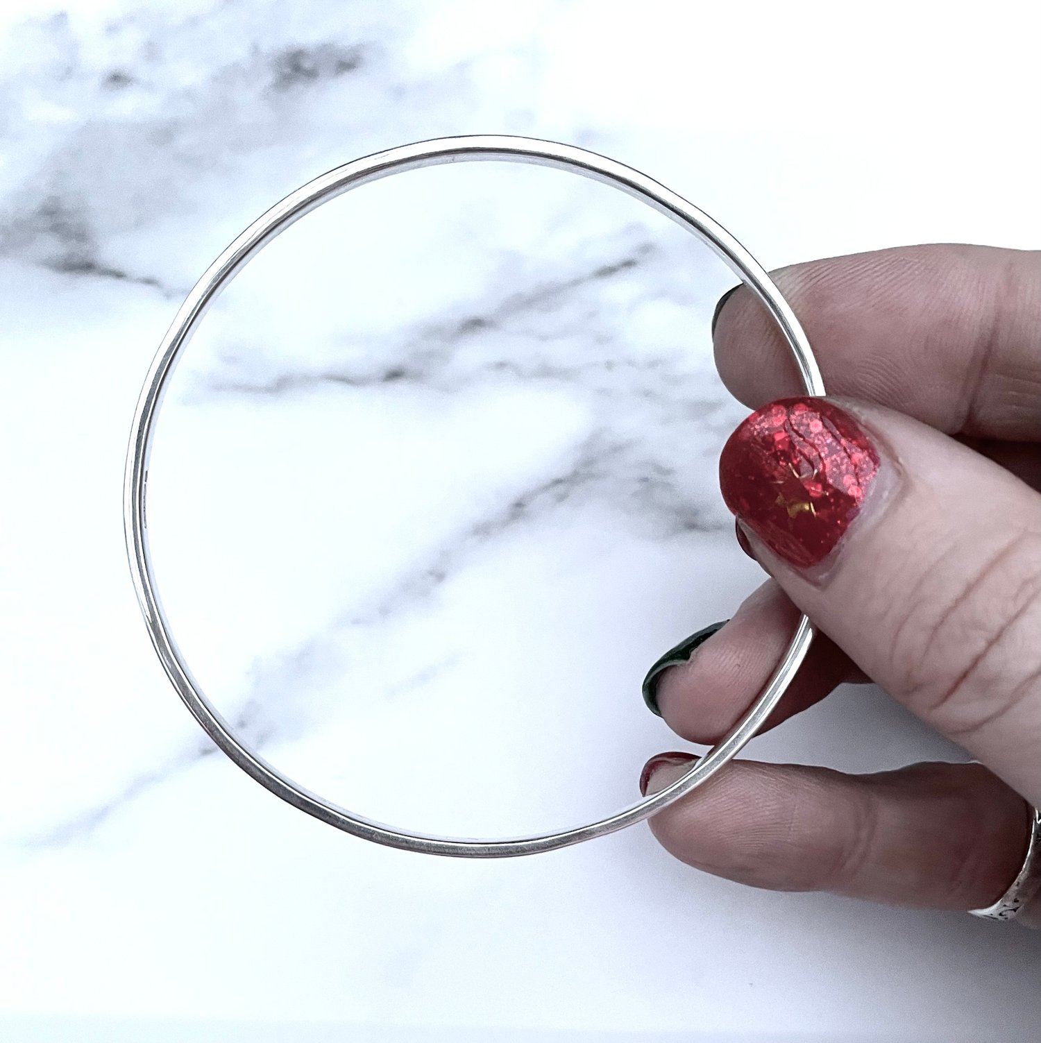 Image of Handmade Sterling Silver Feather Bangle 925 Hand Stamped