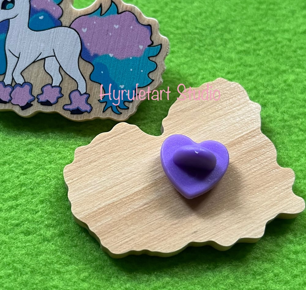 Pocket Monster Galarian Ponyta, Unicorn Psychic Type Wood Pin Pastel