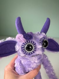 Image 2 of Happy Weighted Monster w/ Flowers - Lavender Purple