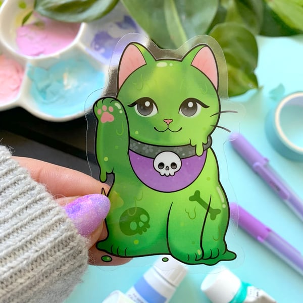 Image of CLEAR  Transparent Slime Kitty STICKER